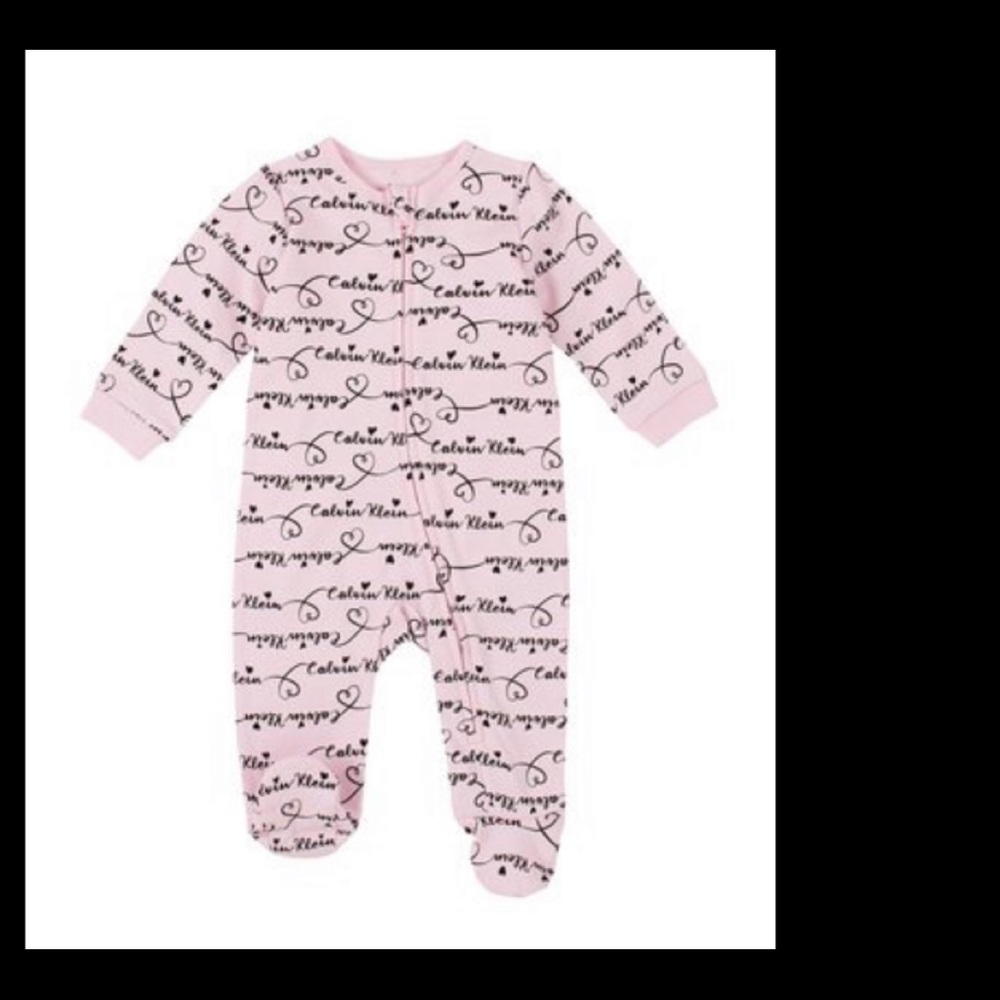 CALVIN KLEIN BABY GIRLS' PRINTED ZIP FRONT COVERALLS  3-6 MONTHS  NWT
